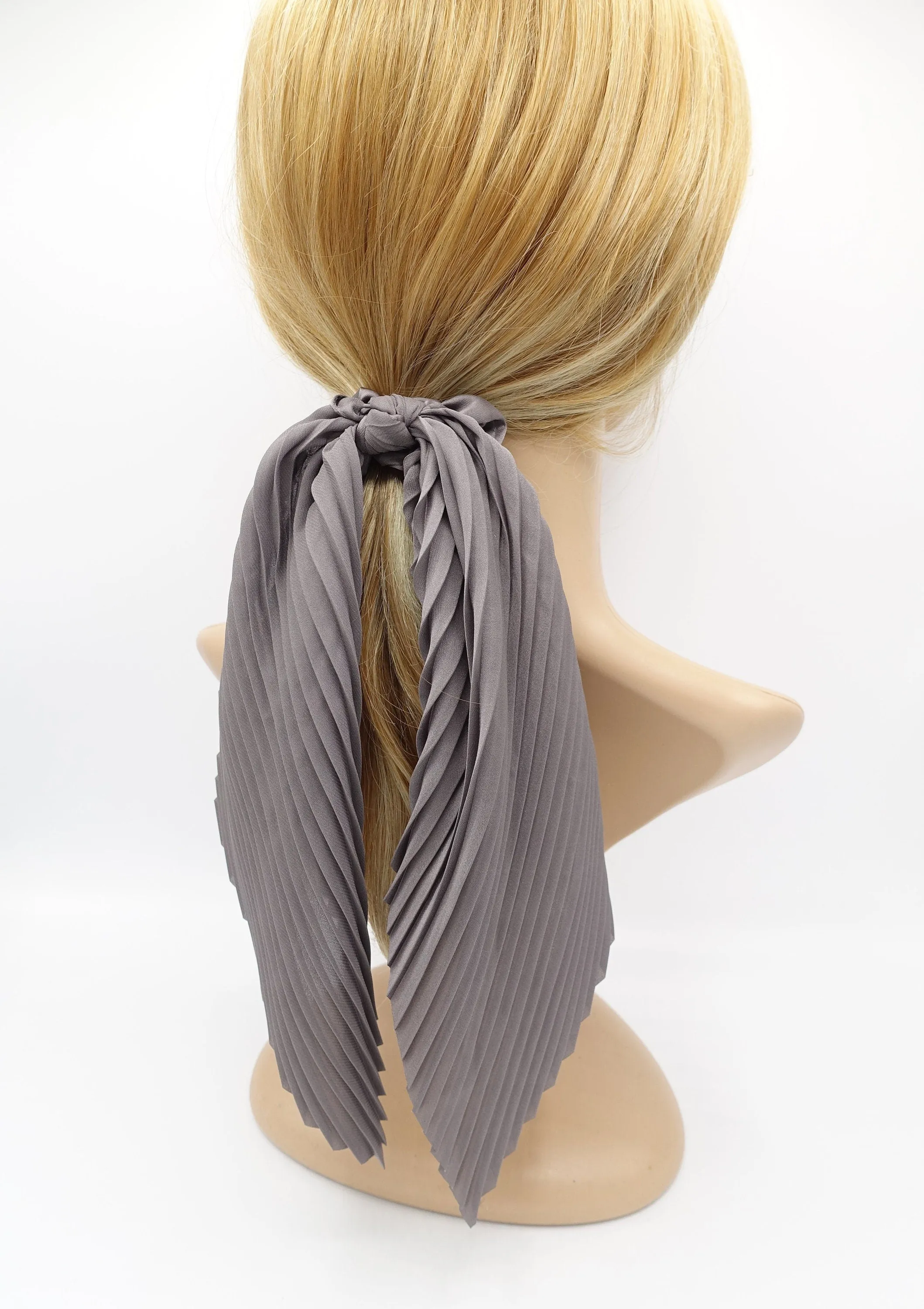 pleated scrunchies tailed glossy hair elastic hair accessory for women