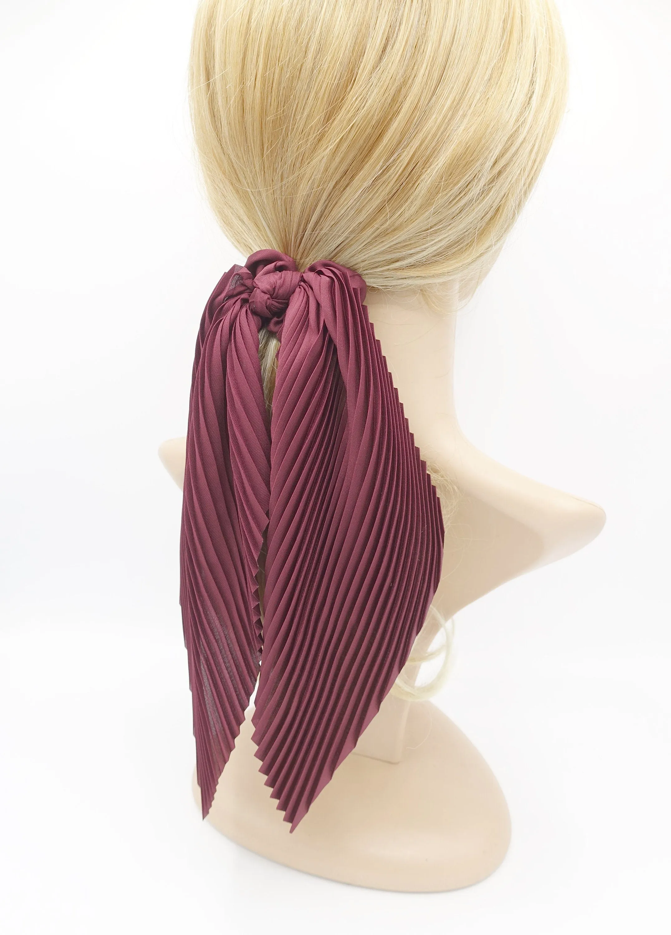 pleated scrunchies tailed glossy hair elastic hair accessory for women