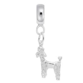 Poodle Charm Dangle Bead In Sterling Silver