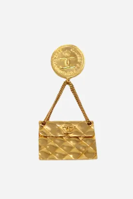 Pre-Owned Chanel 1995 CC Swing Bag Brooch Gold-Plated