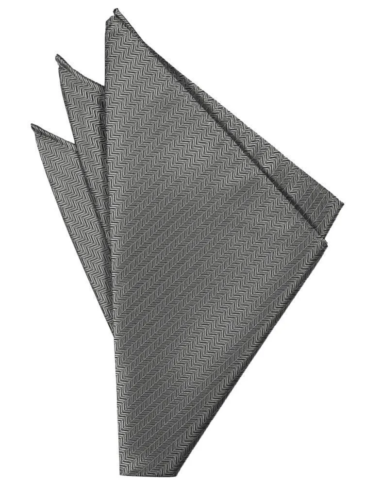 Pure White Herringbone Pocket Square