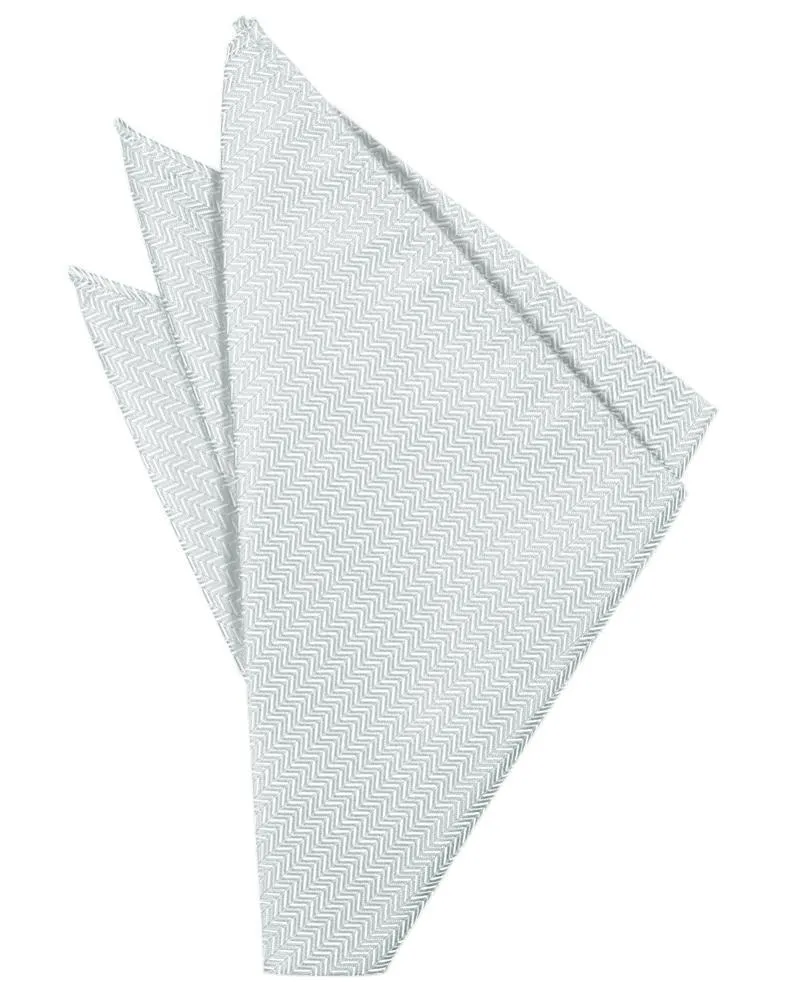 Pure White Herringbone Pocket Square