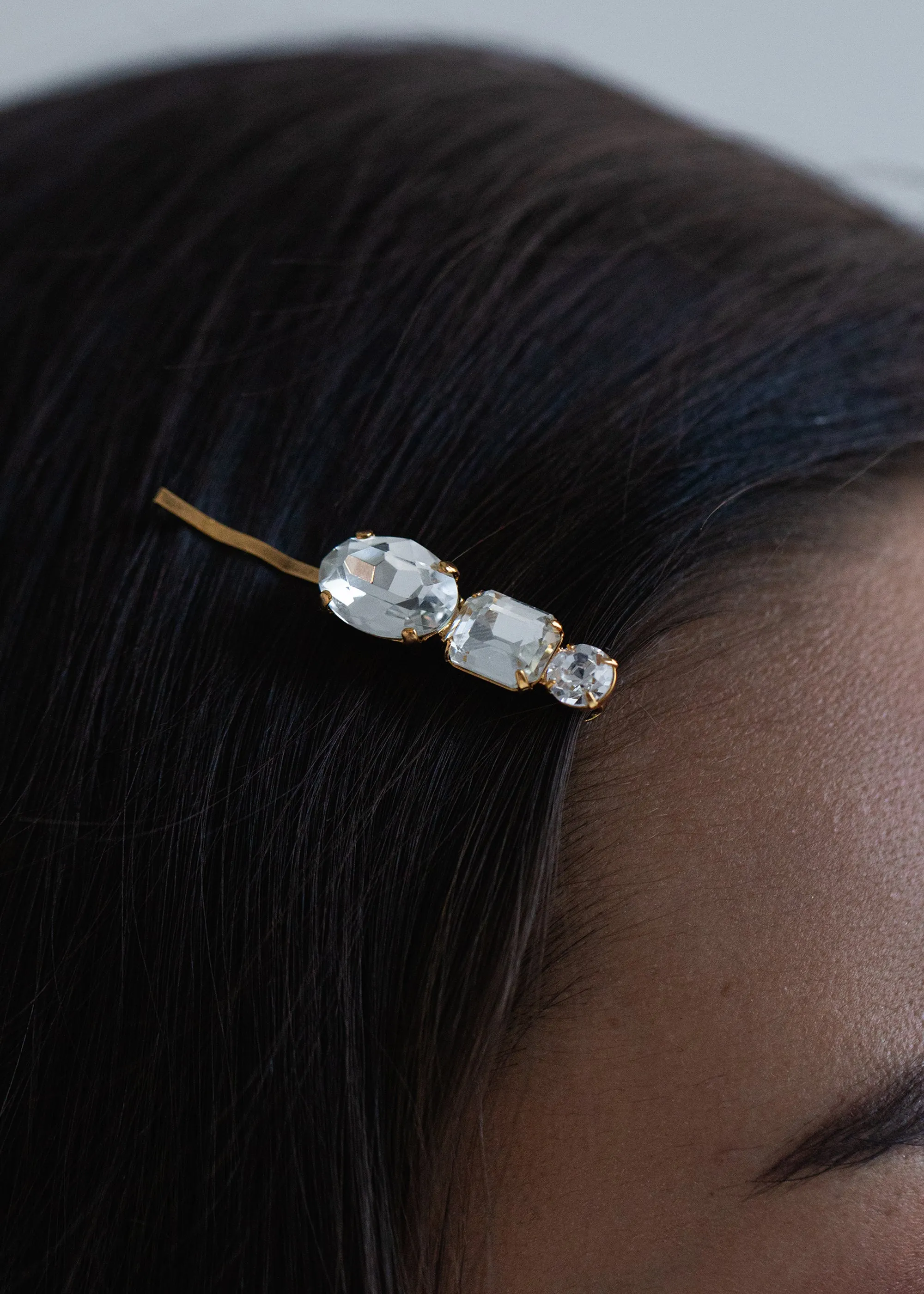 Ramona Bobby Pin -- Crystal Antique Gold