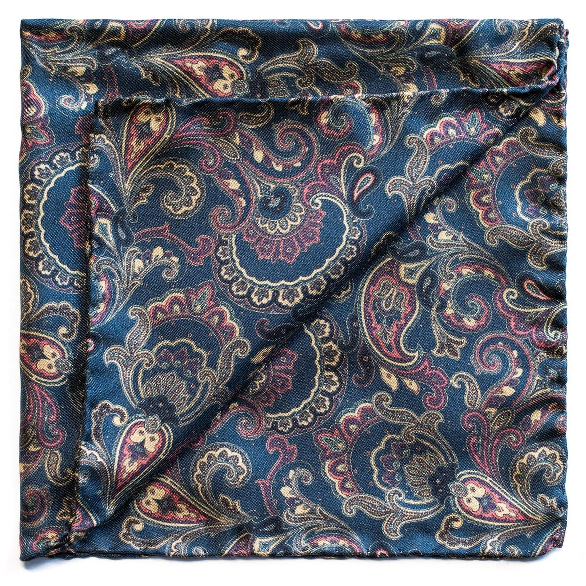 Red and Yellow Paisley Green Pocket Square