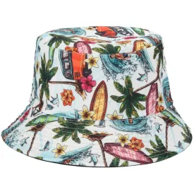 Reversible Printed Bucket Hat Summer Life JH904 White