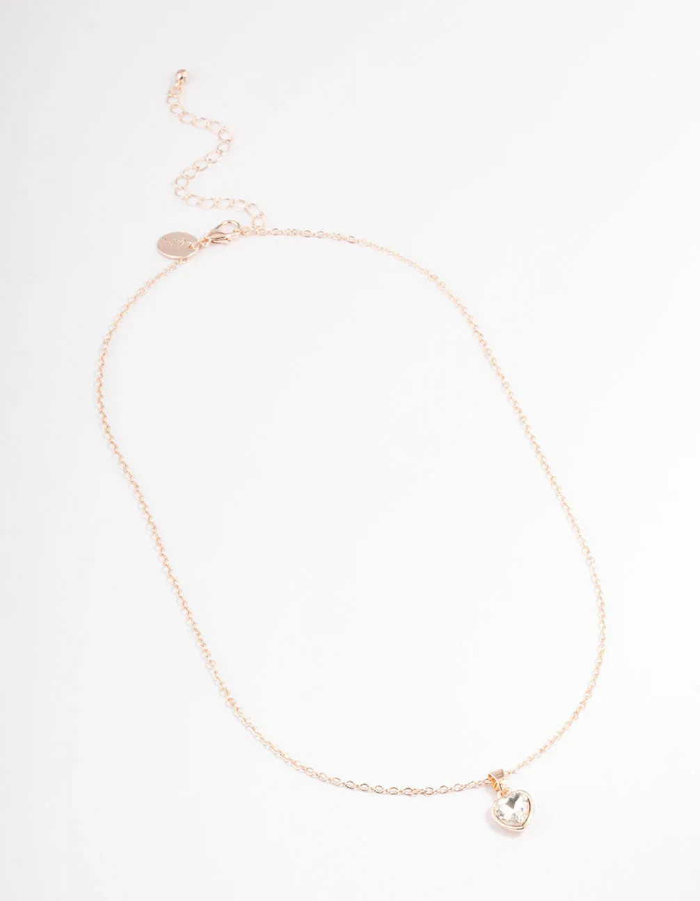 Rose Gold Encased Diamante Heart Necklace