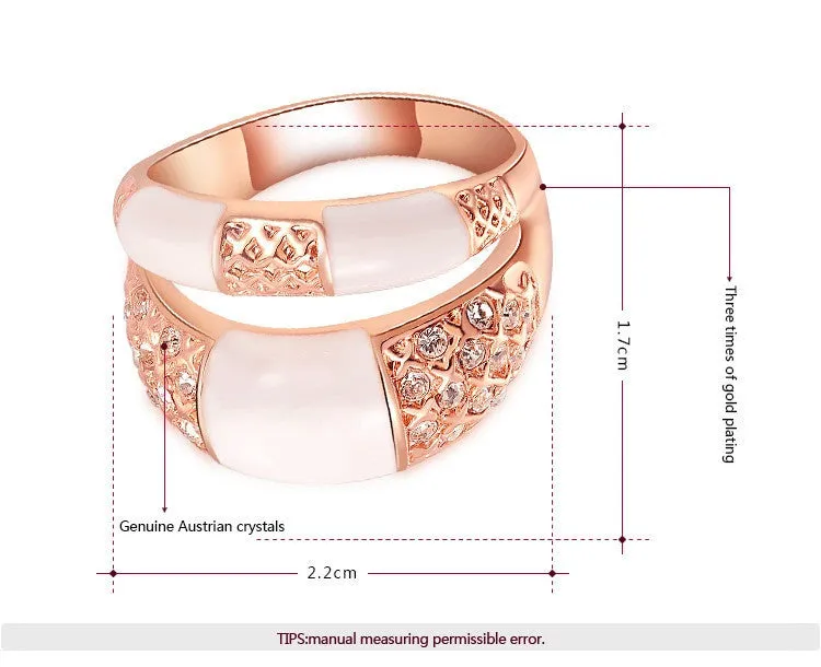 Rose Gold Plated Fashion Big Ring with Austrian Crystal Women Jewelry for Party