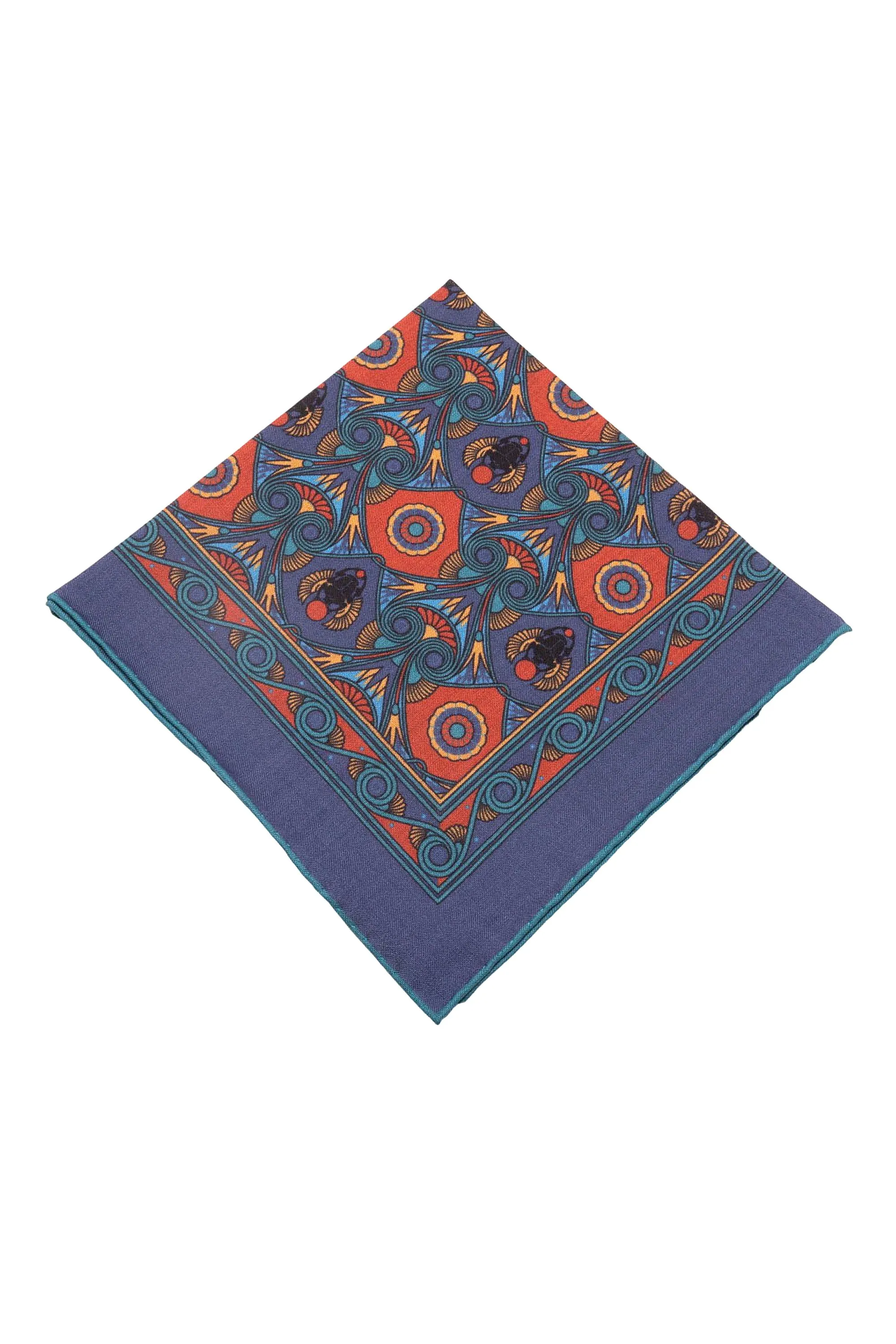 Sapphire Blue Art Deco Egyptian Scarab Pocket Square