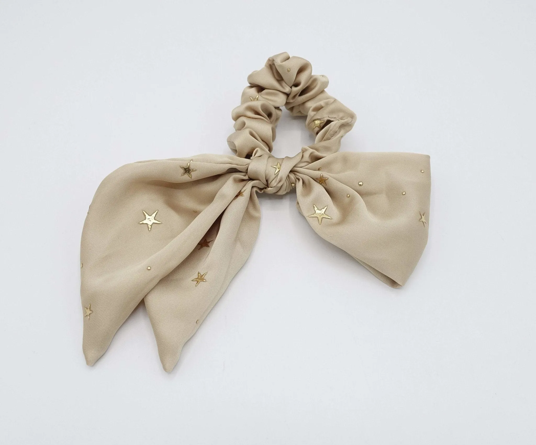 satin bow knot scrunchies star dot embellished hair tie scrunchie women hair accessory