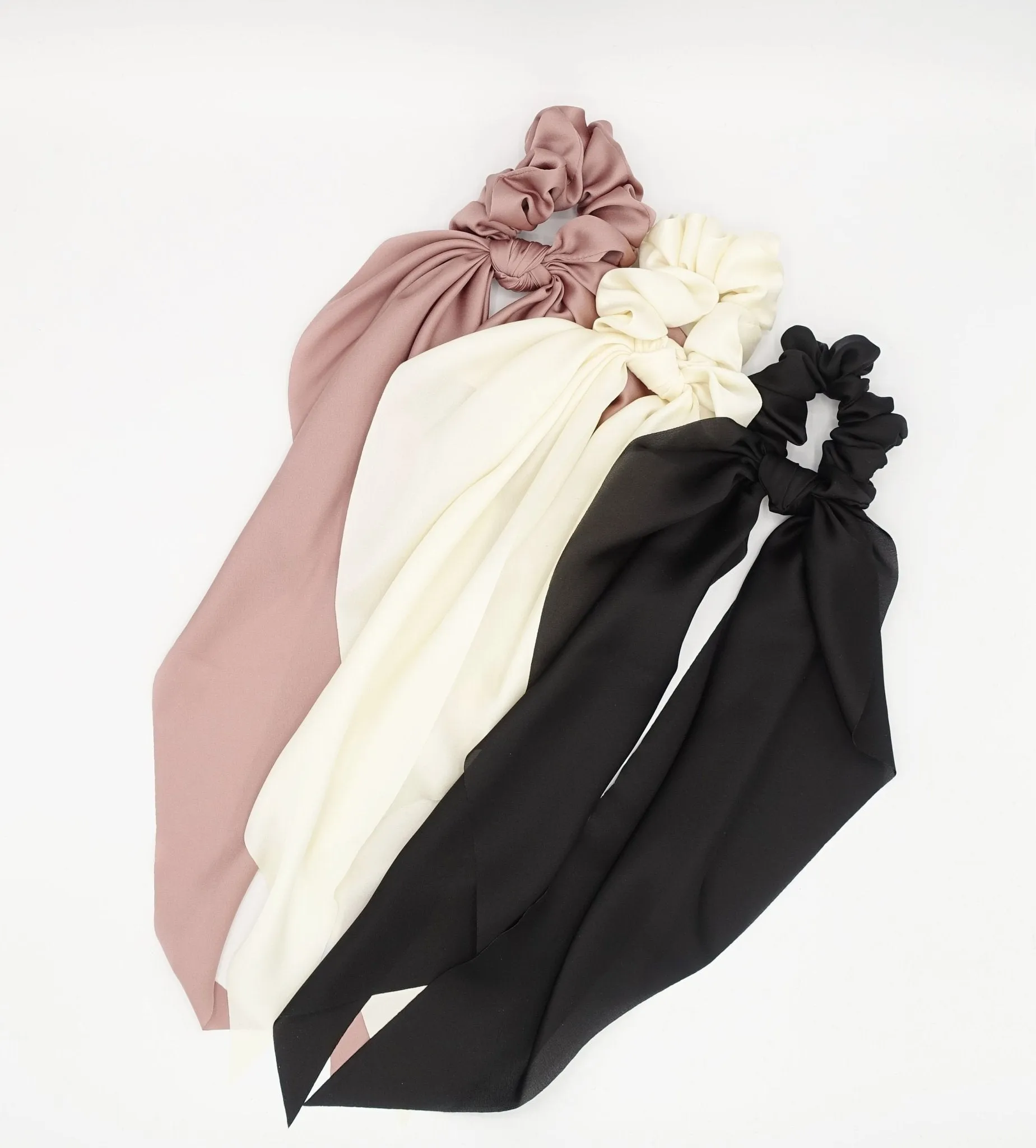 Satin long tail bow knot scrunchies stylish scarf hair tie hair bow for women