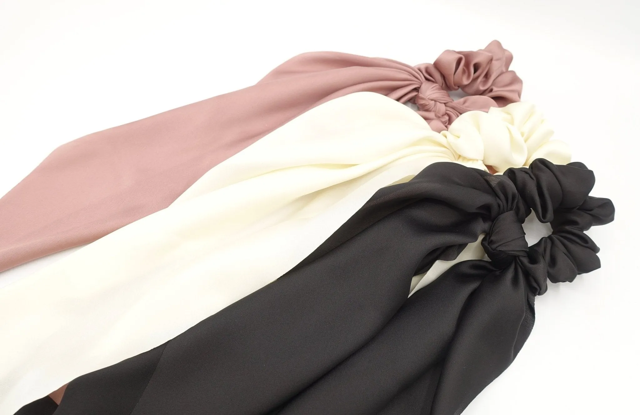 Satin long tail bow knot scrunchies stylish scarf hair tie hair bow for women