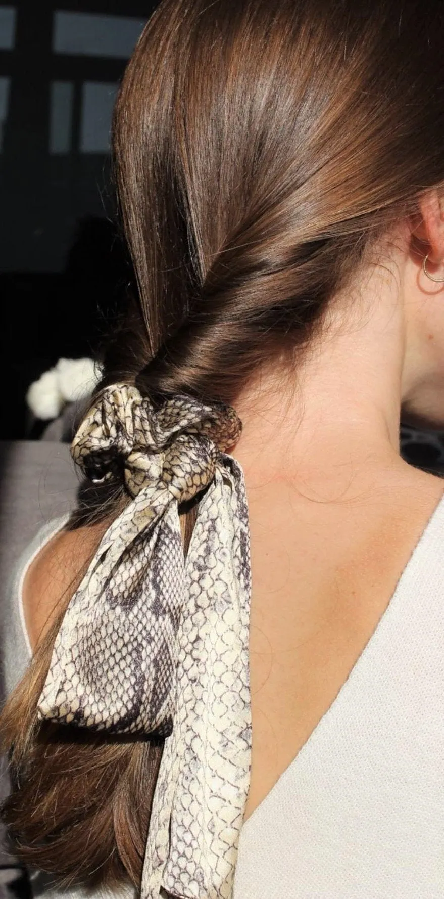 silk satin python print knot scrunchies long tail animal print hair scrunchie sexy hair tie women hair accessory