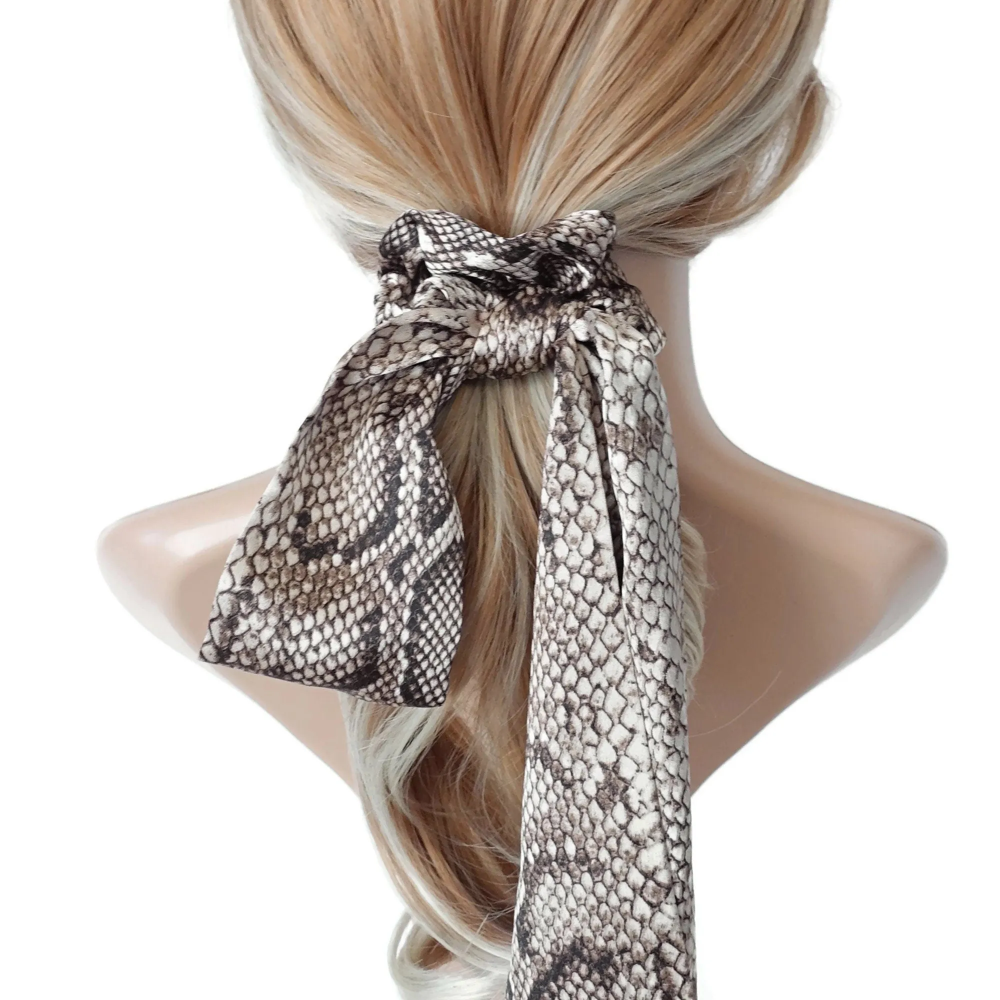 silk satin python print knot scrunchies long tail animal print hair scrunchie sexy hair tie women hair accessory