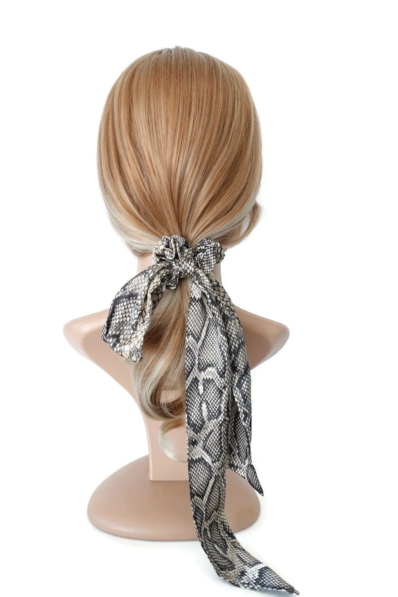 silk satin python print knot scrunchies long tail animal print hair scrunchie sexy hair tie women hair accessory