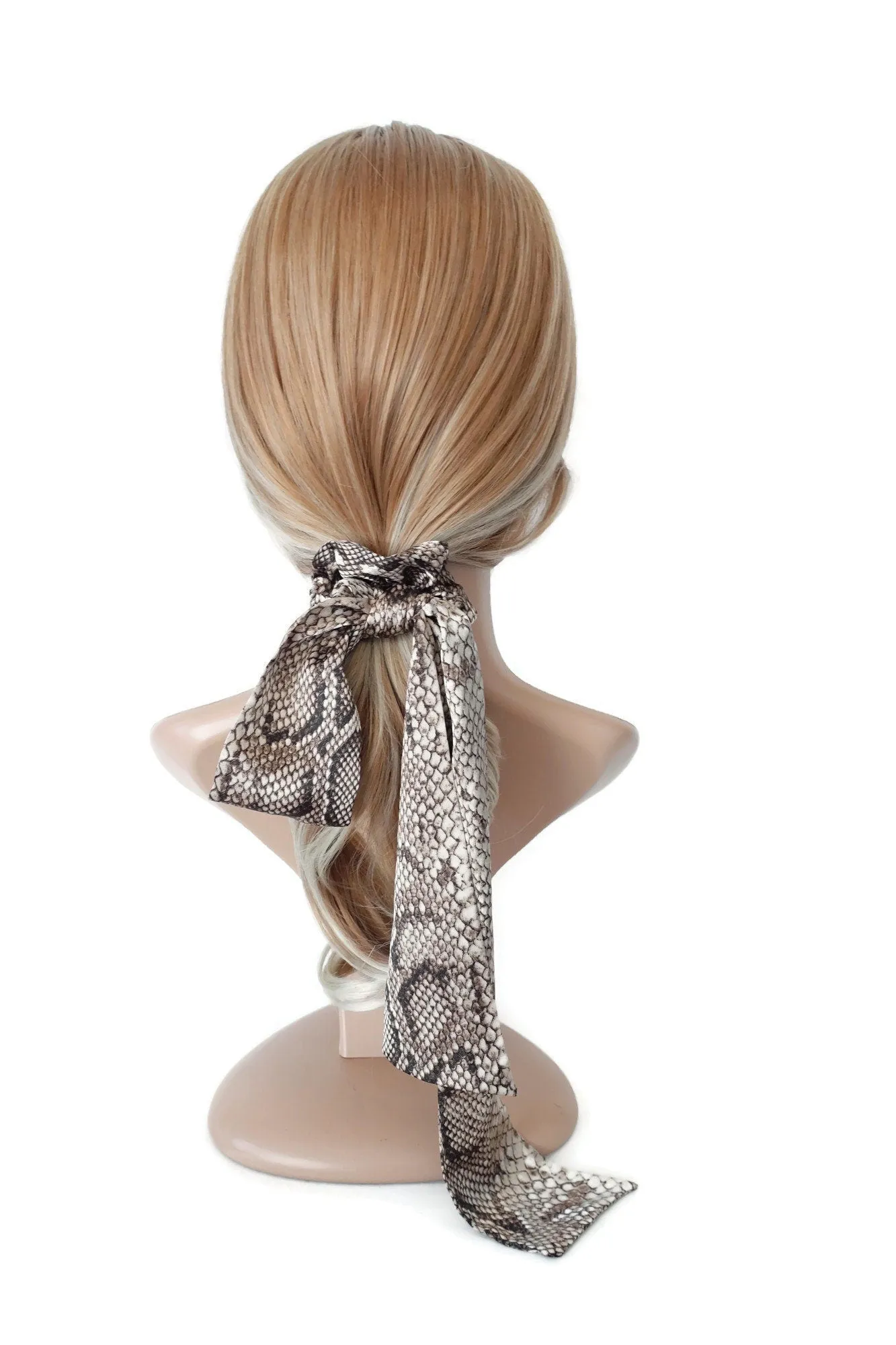 silk satin python print knot scrunchies long tail animal print hair scrunchie sexy hair tie women hair accessory