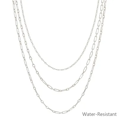 Silver Layered Set of 3 Water Resistant 16"-18" Necklace