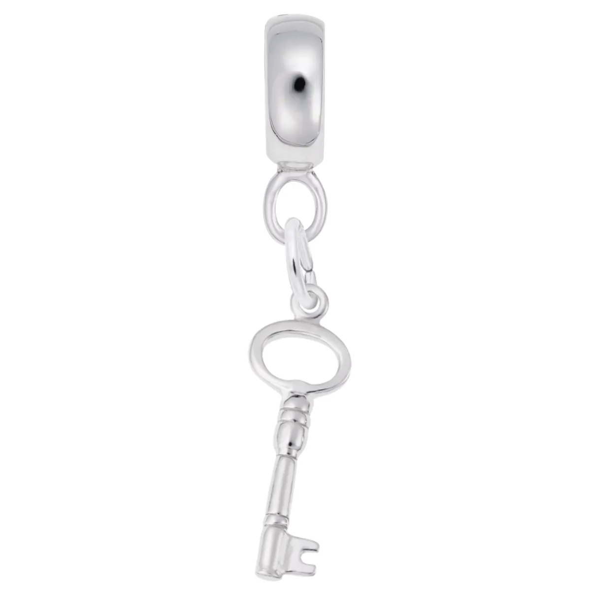 Skeleton Key Charm Dangle Bead In Sterling Silver