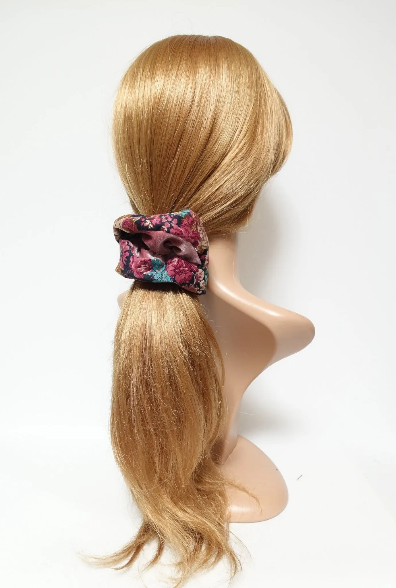 small flower print edge velvet scrunchies trim decorated scrunchy women hair accessory