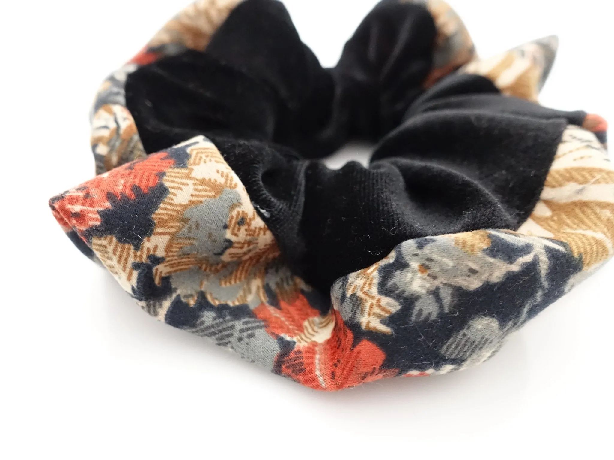 small flower print edge velvet scrunchies trim decorated scrunchy women hair accessory