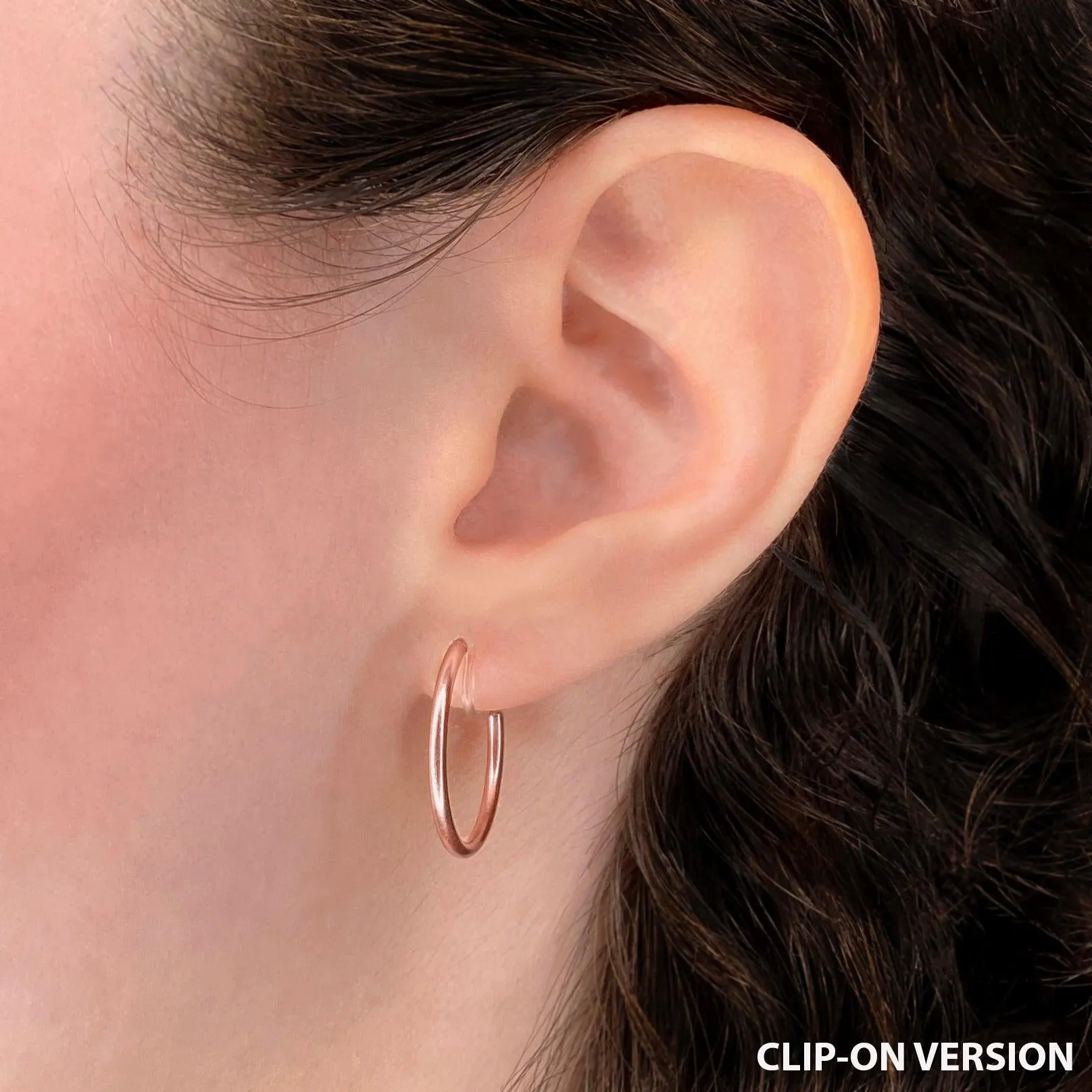 SMALL HOOP CLIP-ON EARRINGS IN ROSE GOLD