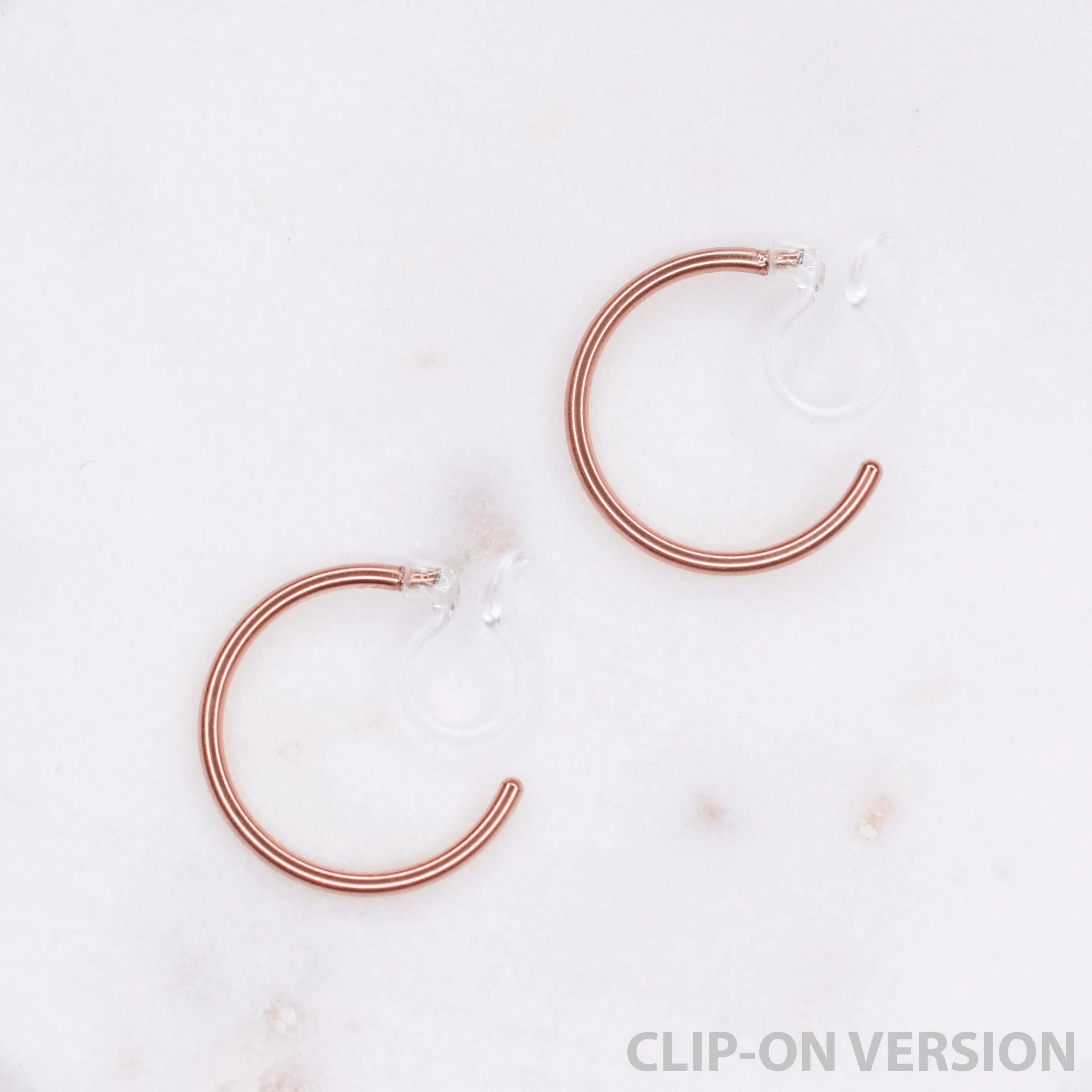 SMALL HOOP CLIP-ON EARRINGS IN ROSE GOLD