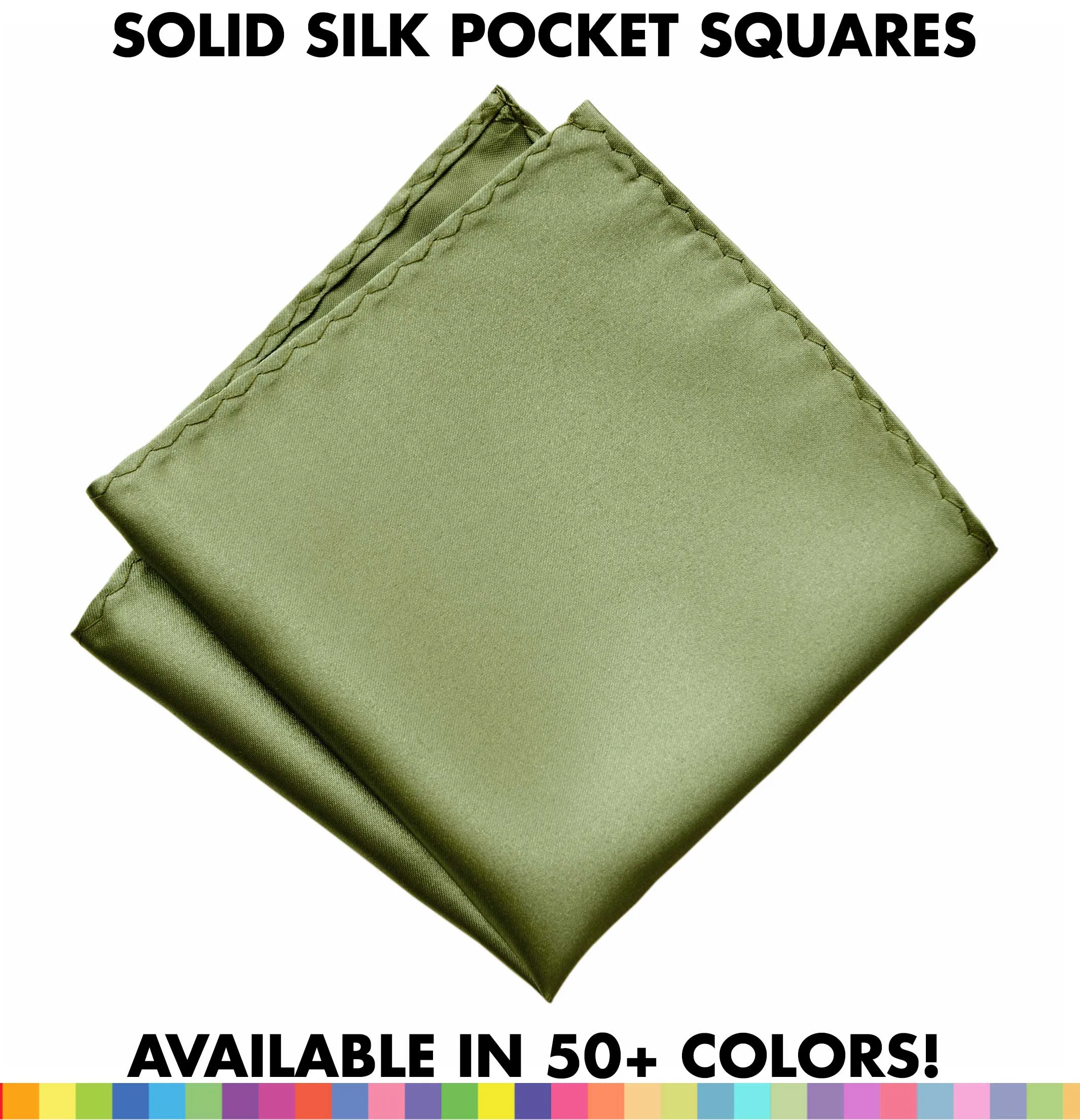 Solid Color Silk Pocket Squares. 50  Colors! Plain, No Print