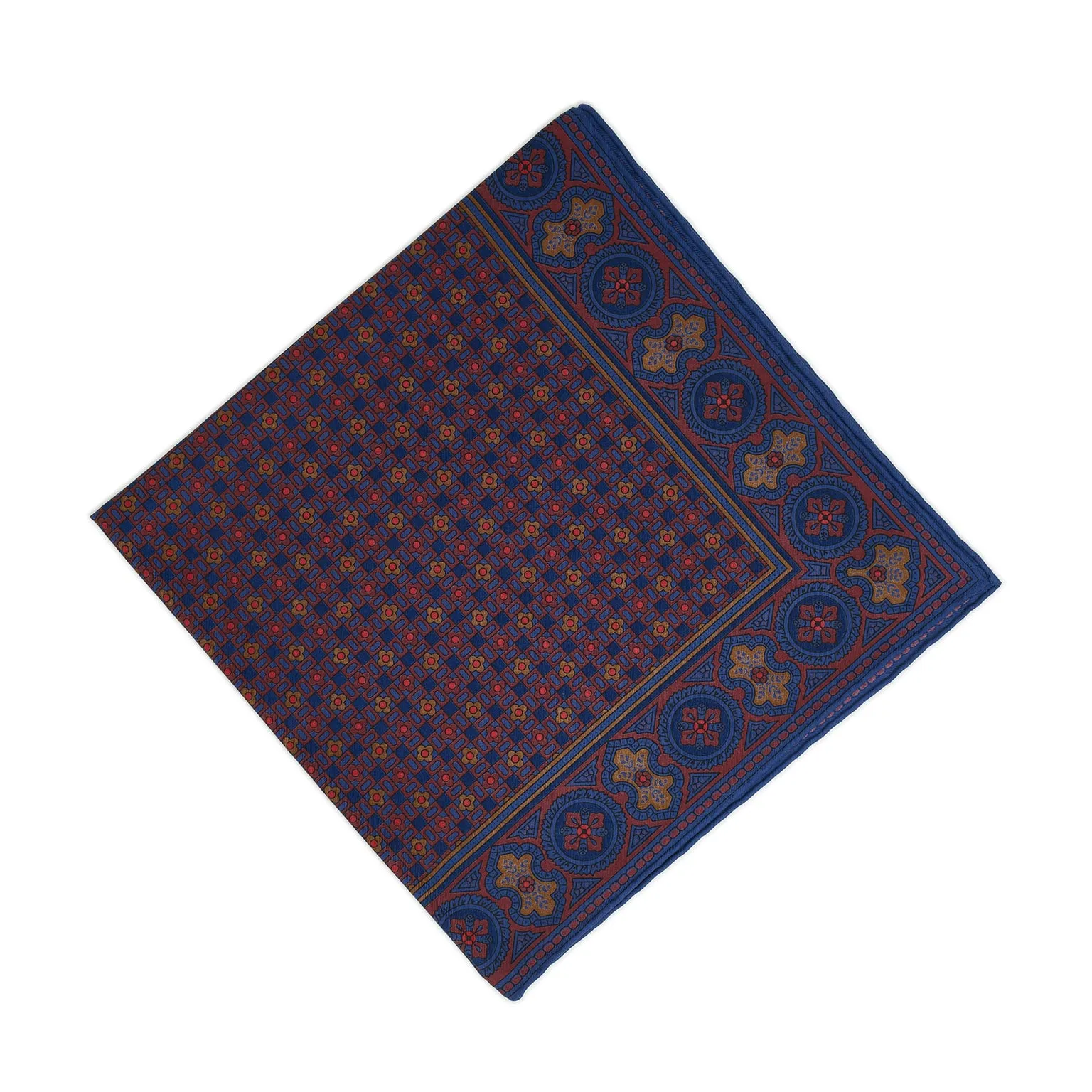 Sovereign Grade Burgundy and Navy Ancient Madder Pocket Square