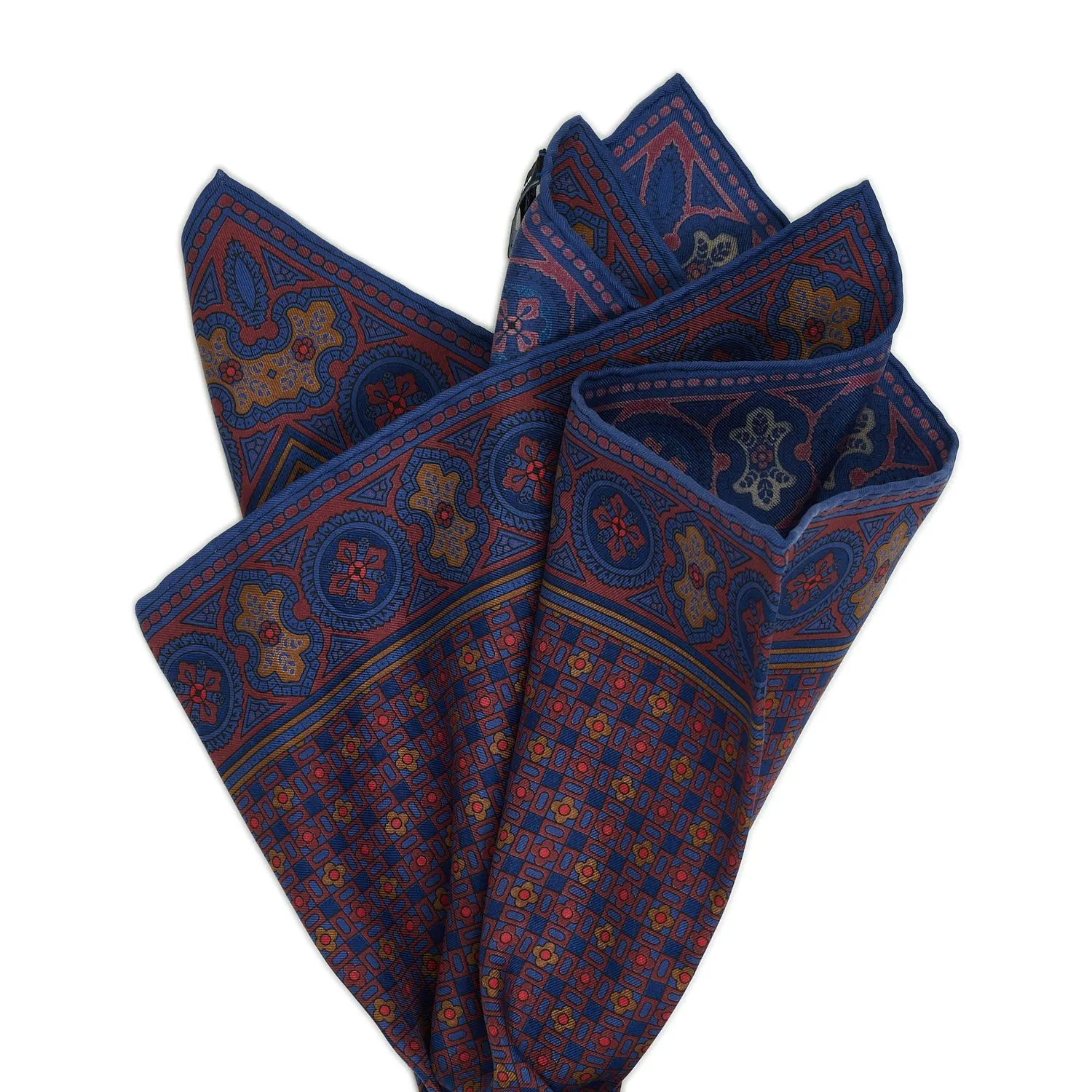 Sovereign Grade Burgundy and Navy Ancient Madder Pocket Square