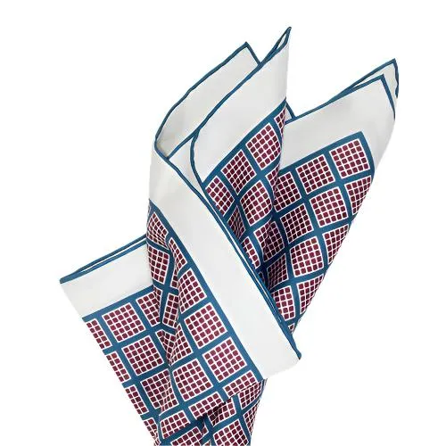 Sovereign Grade White/Sky Blue Quadrant Pocket Square