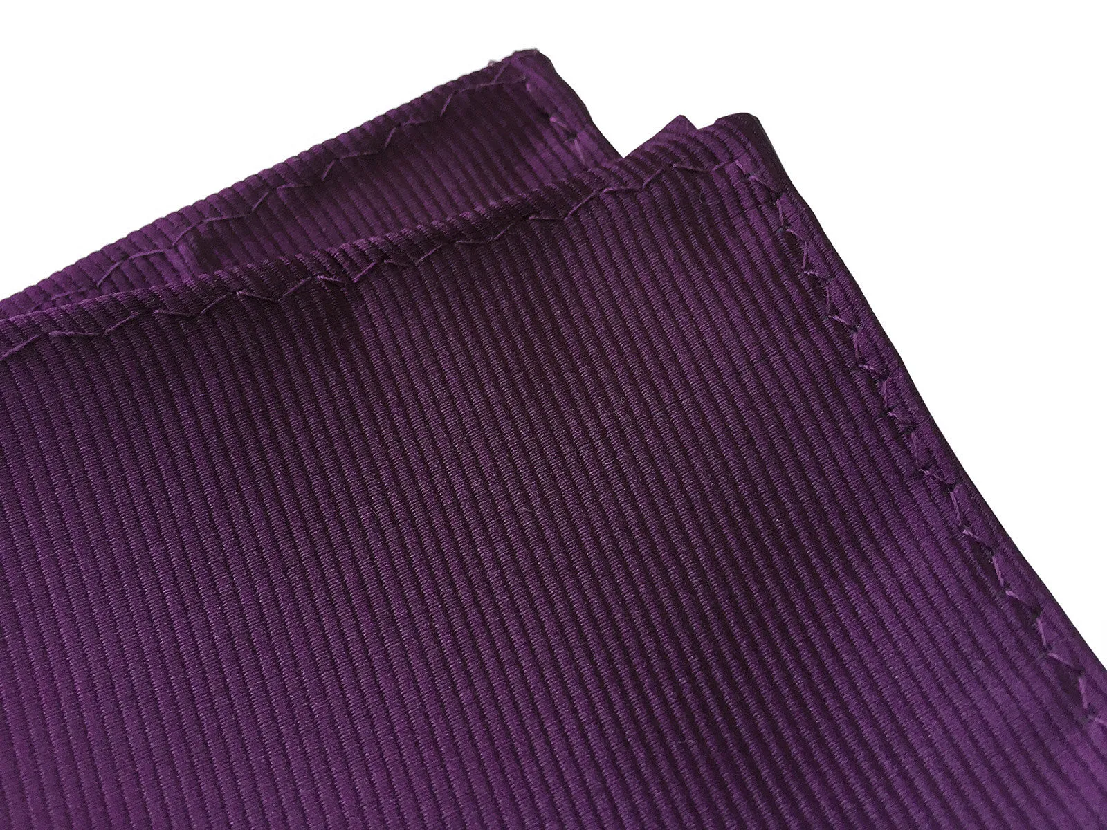 Spiced Wine Pocket Square. Solid Purple Fine-Stripe, No Print