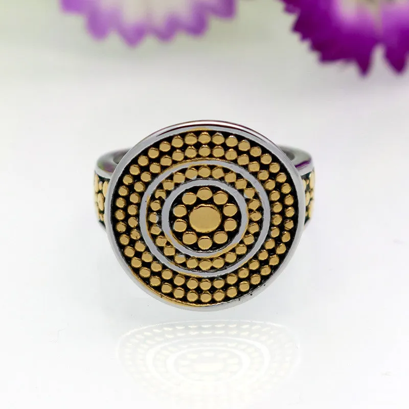 Spring 18K Gold Plated Titanium Steel Round Circular Dotted Ring Free Shipping Brand Luxury Rings For Women Fashion Jewelry