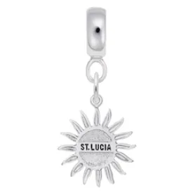 St. Lucia Sun Large Charm Dangle Bead In Sterling Silver