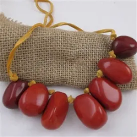 Statement Tagua Nut Necklace Big bold Orange Neck Wear