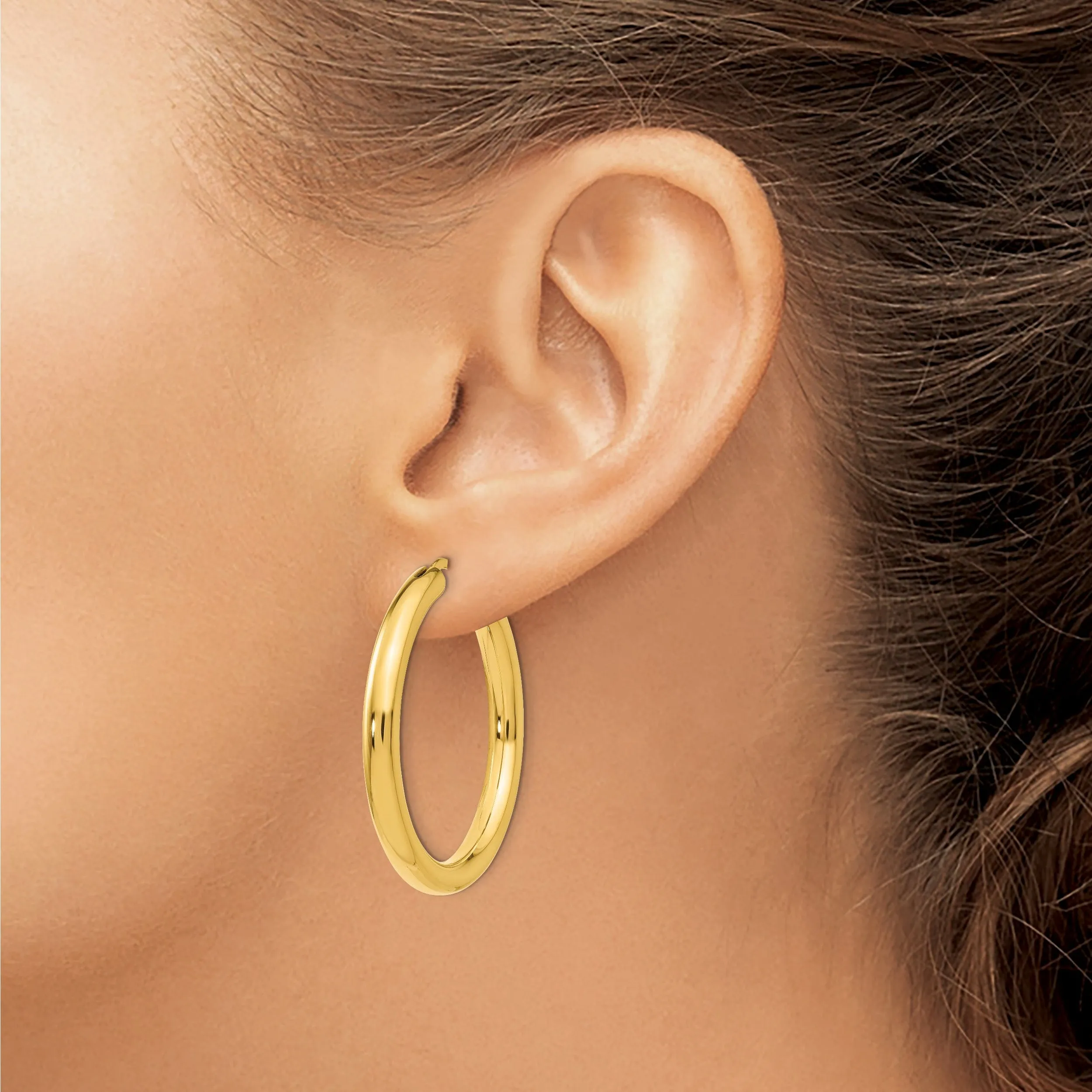 Sterling Silver Gold-plated 3.5MM Tube Hoop Earrings