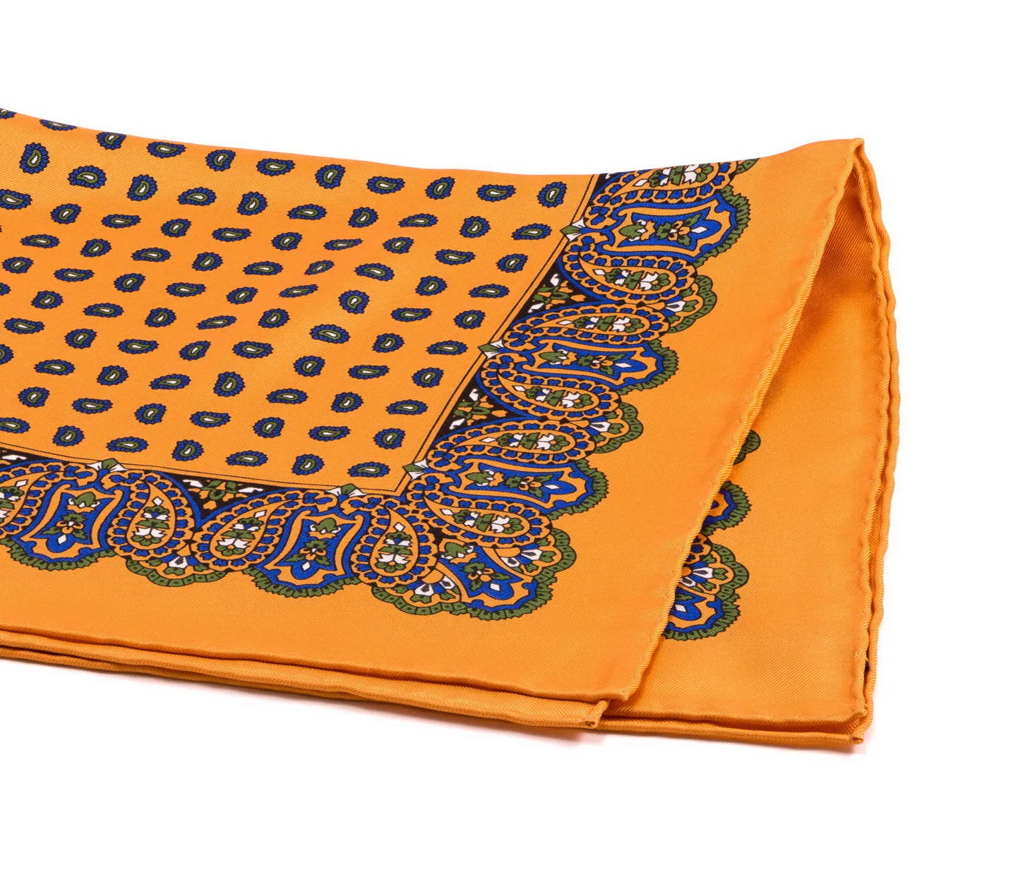 Sunflower Orange Small & Large Paisley Silk Pocket Square