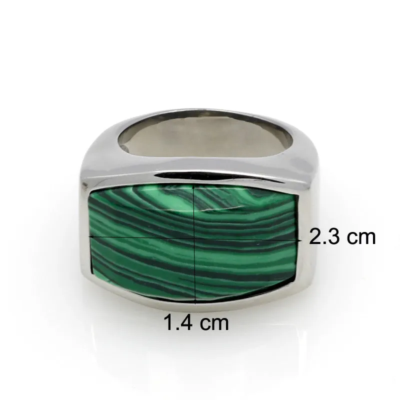 Top Quality Fashion Jewelry 316L Stainless Steel Malachite/Lapis Lazuli Natural Stone Ring For Men Platinum Gold Birthday Gift