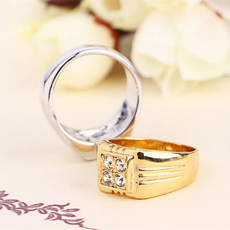 Top Quality ITALINA Brand Jewelry 18K Real Gold Plated Men Ring With AAA  CZ Diamond Party Gift