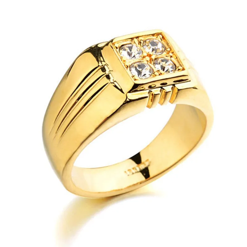 Top Quality ITALINA Brand Jewelry 18K Real Gold Plated Men Ring With AAA  CZ Diamond Party Gift