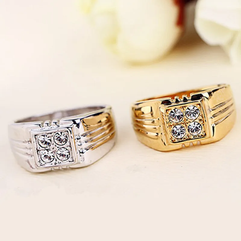 Top Quality ITALINA Brand Jewelry 18K Real Gold Plated Men Ring With AAA  CZ Diamond Party Gift