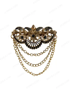 Traditional Golden Diamond Chain Brooch