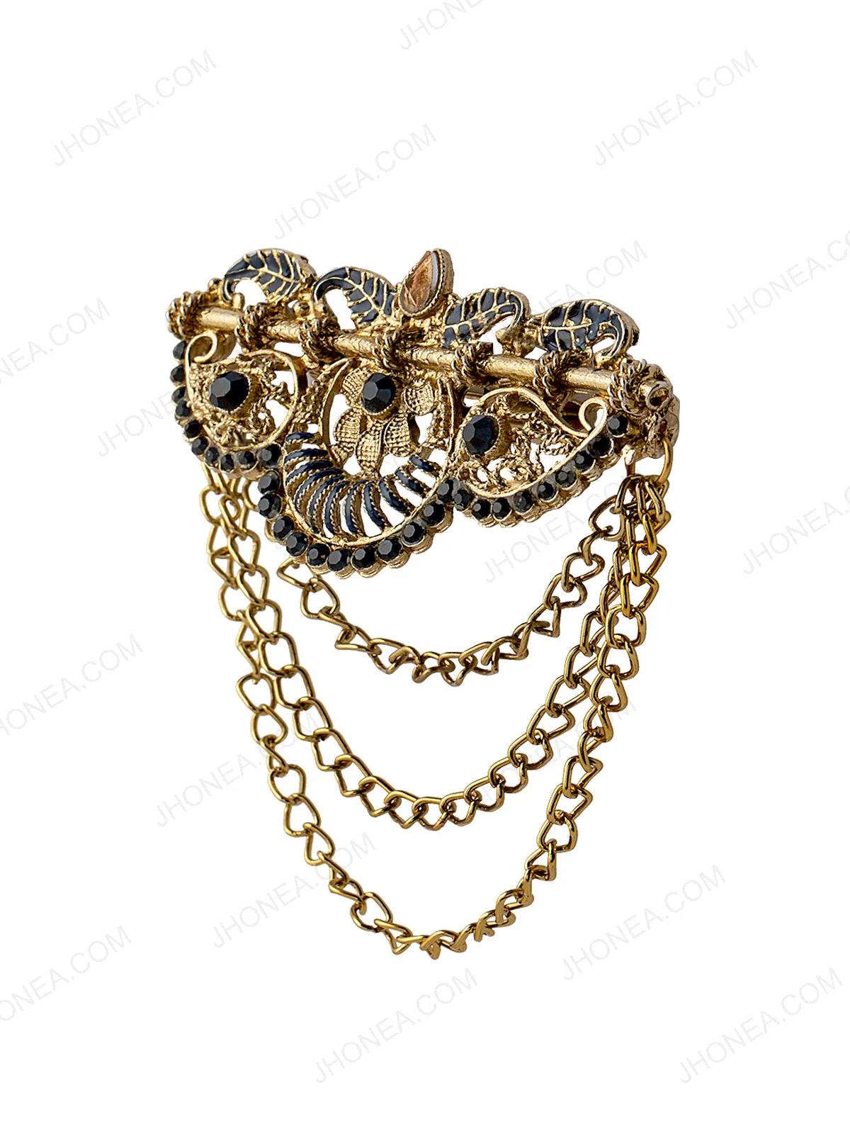 Traditional Golden Diamond Chain Brooch