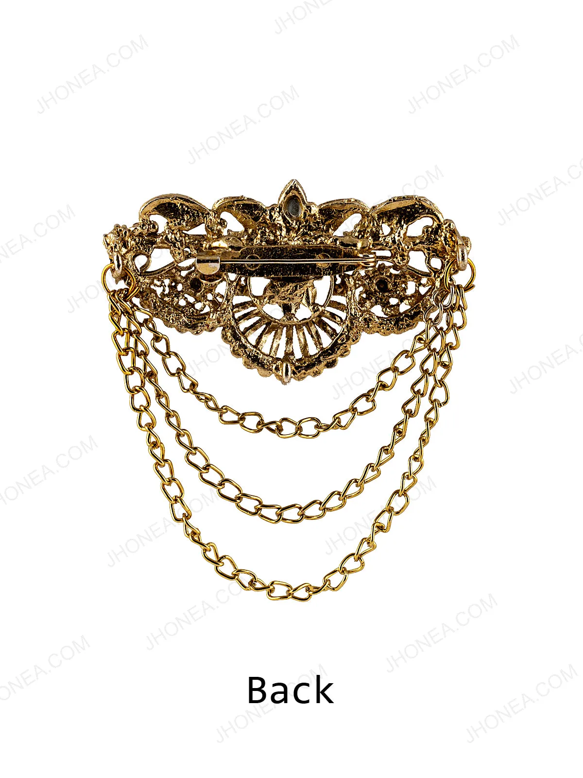 Traditional Golden Diamond Chain Brooch