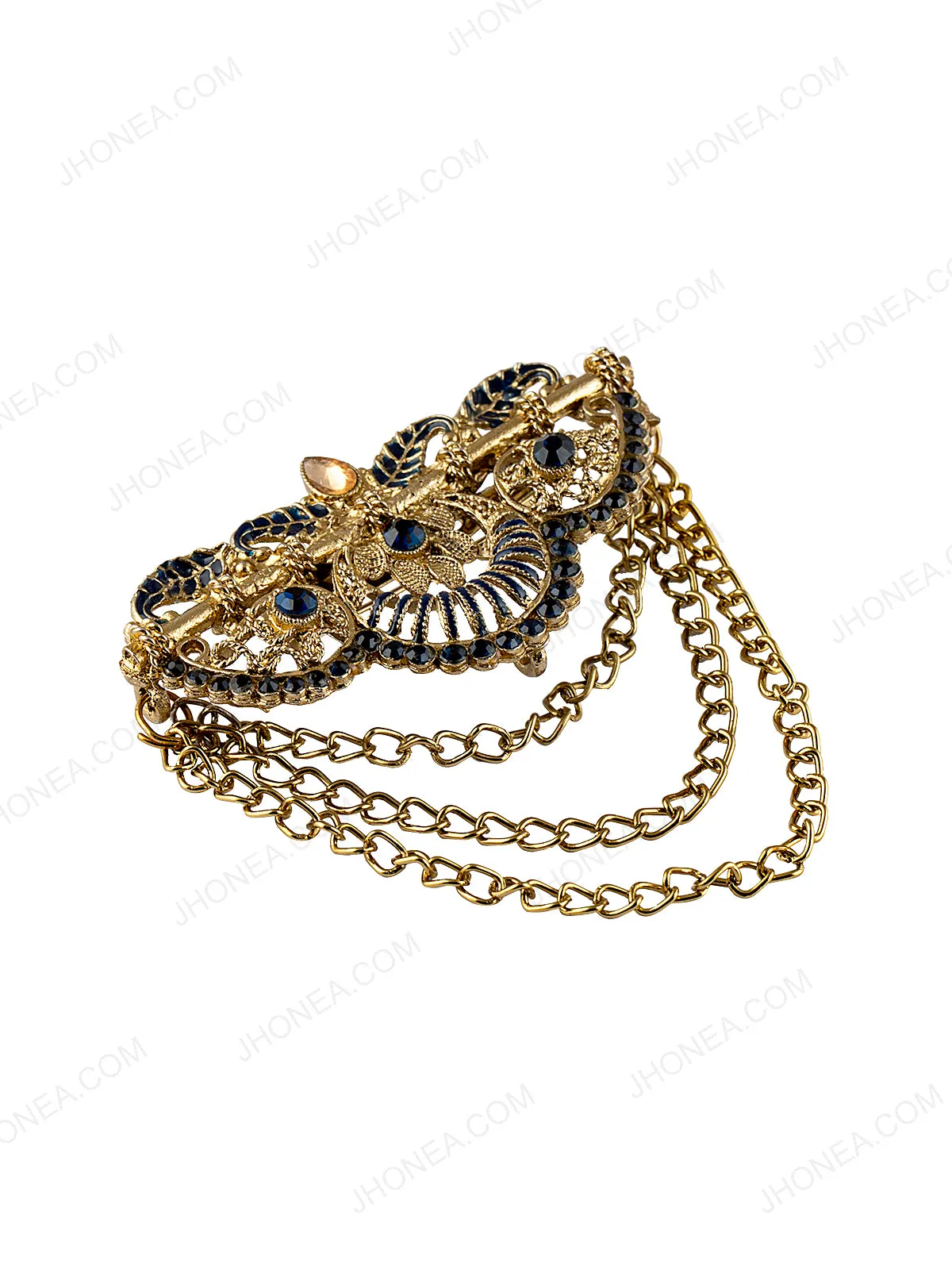 Traditional Golden Diamond Chain Brooch