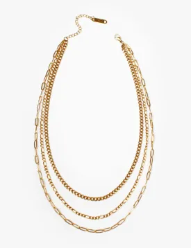 Trilogy Layers Necklace, Gold