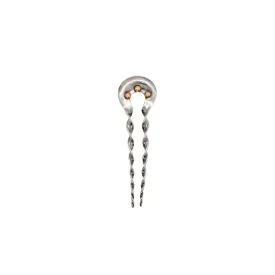 Twisted & Studded Hair Pin in Silver with Bronze Beads