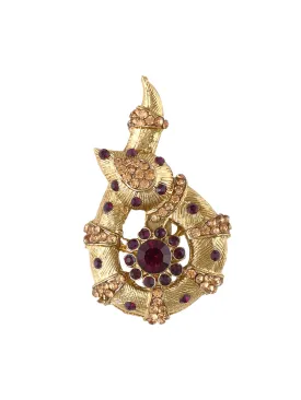 Unique Serpent Design Ethnic Diamond Golden Brooch