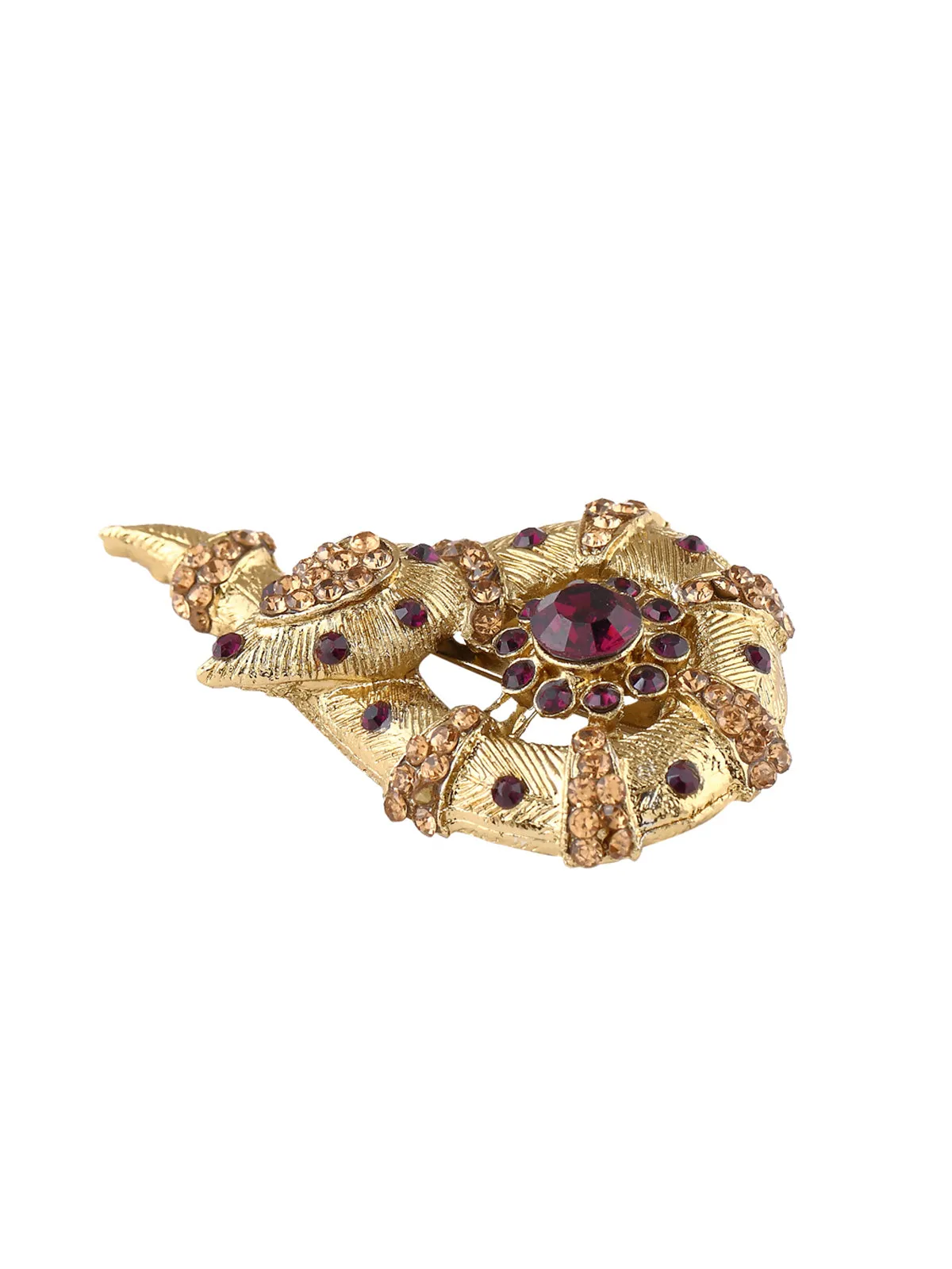 Unique Serpent Design Ethnic Diamond Golden Brooch