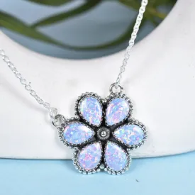 Vintage Sparkling Opal Cluster Pendant - 925 Sterling Silver Southwestern Style Pendant