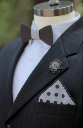 Wenge Dot Grey Wooden Pocket Square