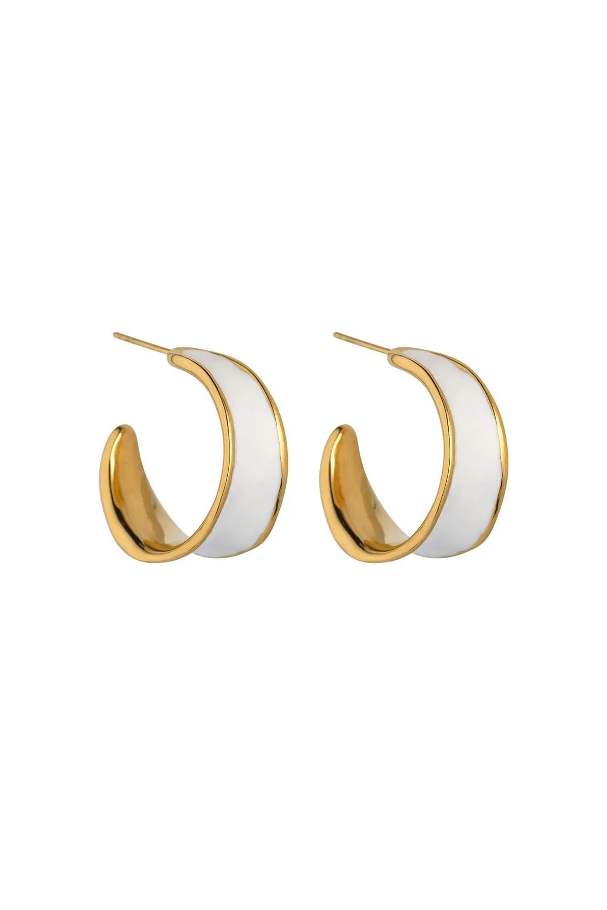 White Enamel Hoop Earrings